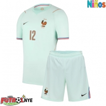 Camiseta Francia Randal Kolo Muani #12 Visitante Equipación para niños Mundial 2026 manga corta (+ pantalones cortos)